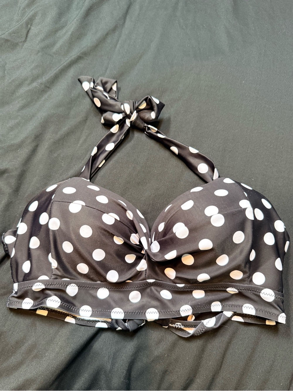 Black & White Polka Dot Halter Bikini Top